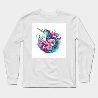 Unicorn with colorful hair Long Sleeve T-Shirt